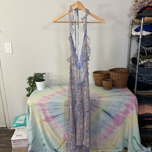 Victoria's Secret Purple Women's Chemise slip dress halter sheer intimates sexy - Picture 2 of 8